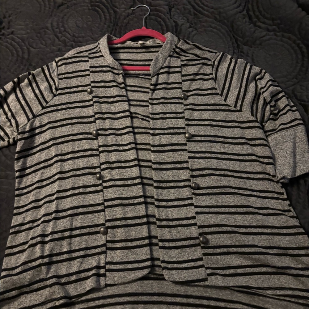 Maurices Heather Gray and Black Striped Sweater